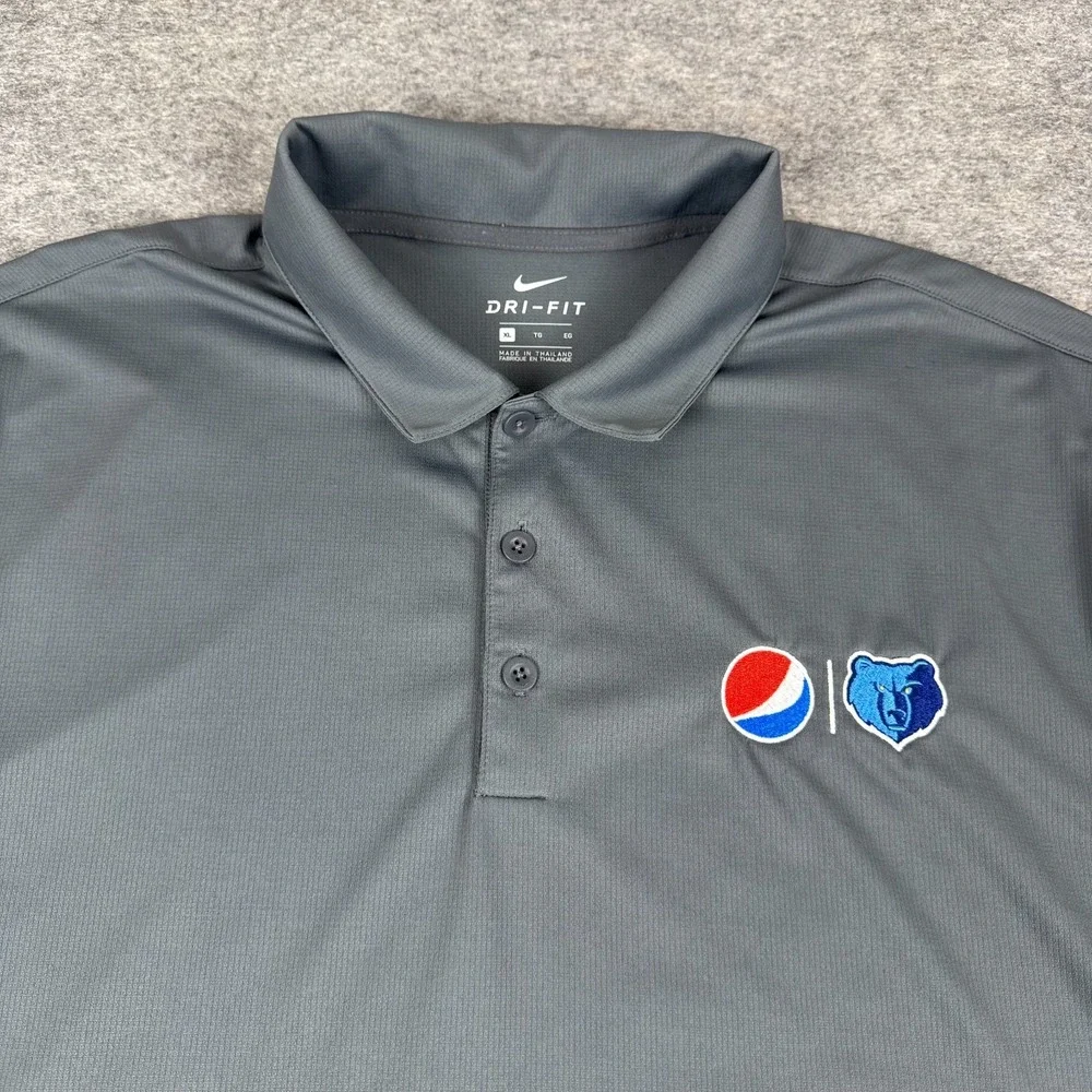 Nike Dri Fit Polo Shirt Pepsi Memphis Grizzlies Logo Polyester Gray Mens XL